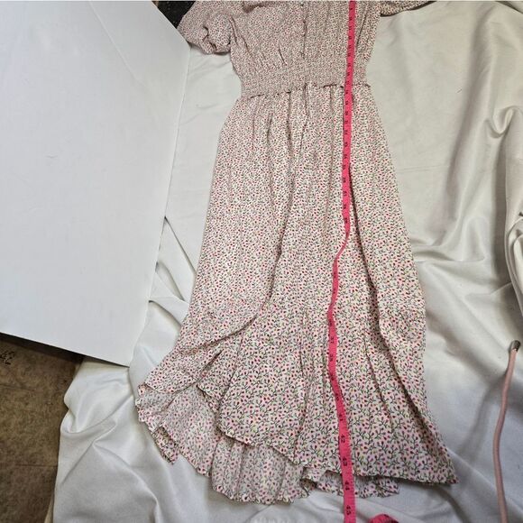 RAILS Renata long sleeve smocked v-neck midi dress in flower vines XS - Picture 13 of 15